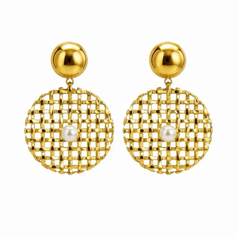 Arete con perla elegante en acero inoxidable