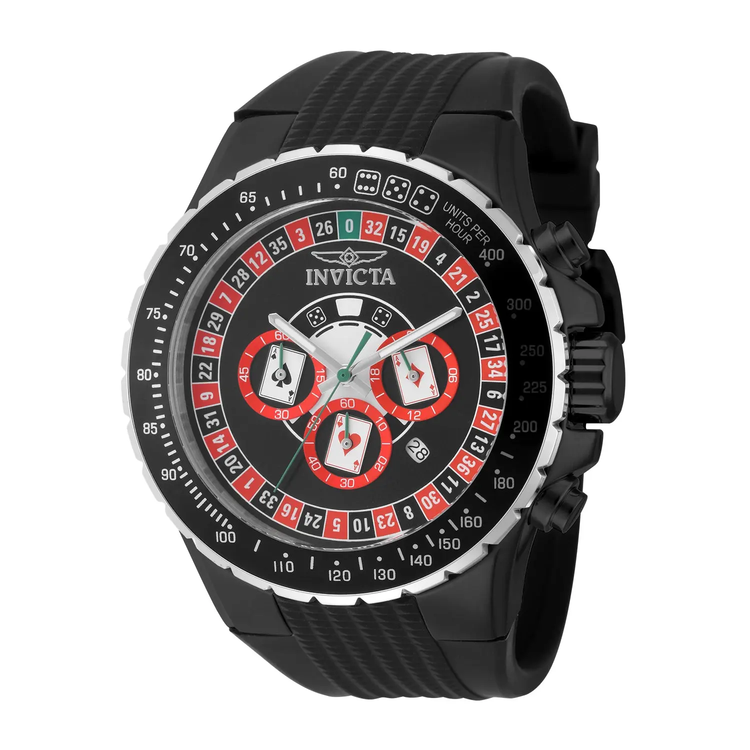 Invicta Men's 50mm Aviator Quartz Chronograph Roulette Dial Silicone Strap Watch