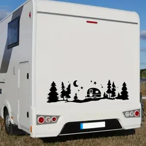 Rv/Car stickers, forest RV camping patterns, PVC material, not easy to fall off, spring outing festival decoration, suitable for camping enthusiasts