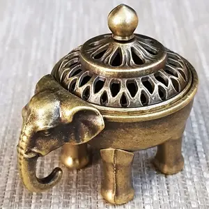 Antique Brass Incense Burner, Elegant Hollow Design Lucky Statue, Ideal for Meditation Yoga Relaxation Home Decor Gift