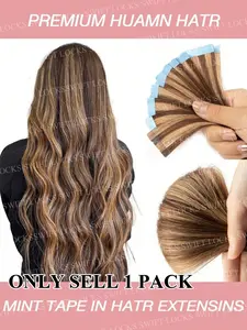 10pcs Mini Dual-Sided Tape Hair Extensions, Natural Glueless Silky Straight Long Straight Human Hair, 12-22 Inches, Full Real Hair, Easy to Apply, Human Hair Weave
