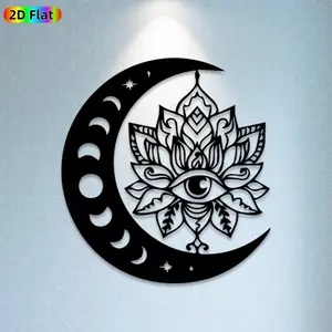 1pc Moon & Evil Eye Metal Wall Art, Mystical Moon & Evil Eye Statue Mural, Ideal Gift for Halloween, New Year, Occult Decor Enthusiasts,  Perfect for Bedroom Wall & Garden Fence, Enchanting Spiritual Home Decor
