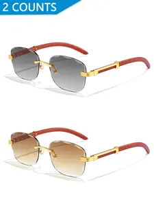 Unisex Simple Style Rimless Sunglasses, Trendy Casual Sunglasses for Everyday Use, Fashion Accessories for Outdoor Activities