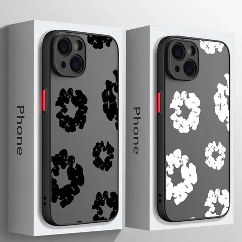 Luxury D-Denims T-Tears Silicone Smartphone Casing - Matte Back Protector with Flower Design for iPhone 16,15,14,13,12,11 (Mini,Pro,Max),X,XR,XS Max,7,8,6,6s Plus Mobile Phone Accessories