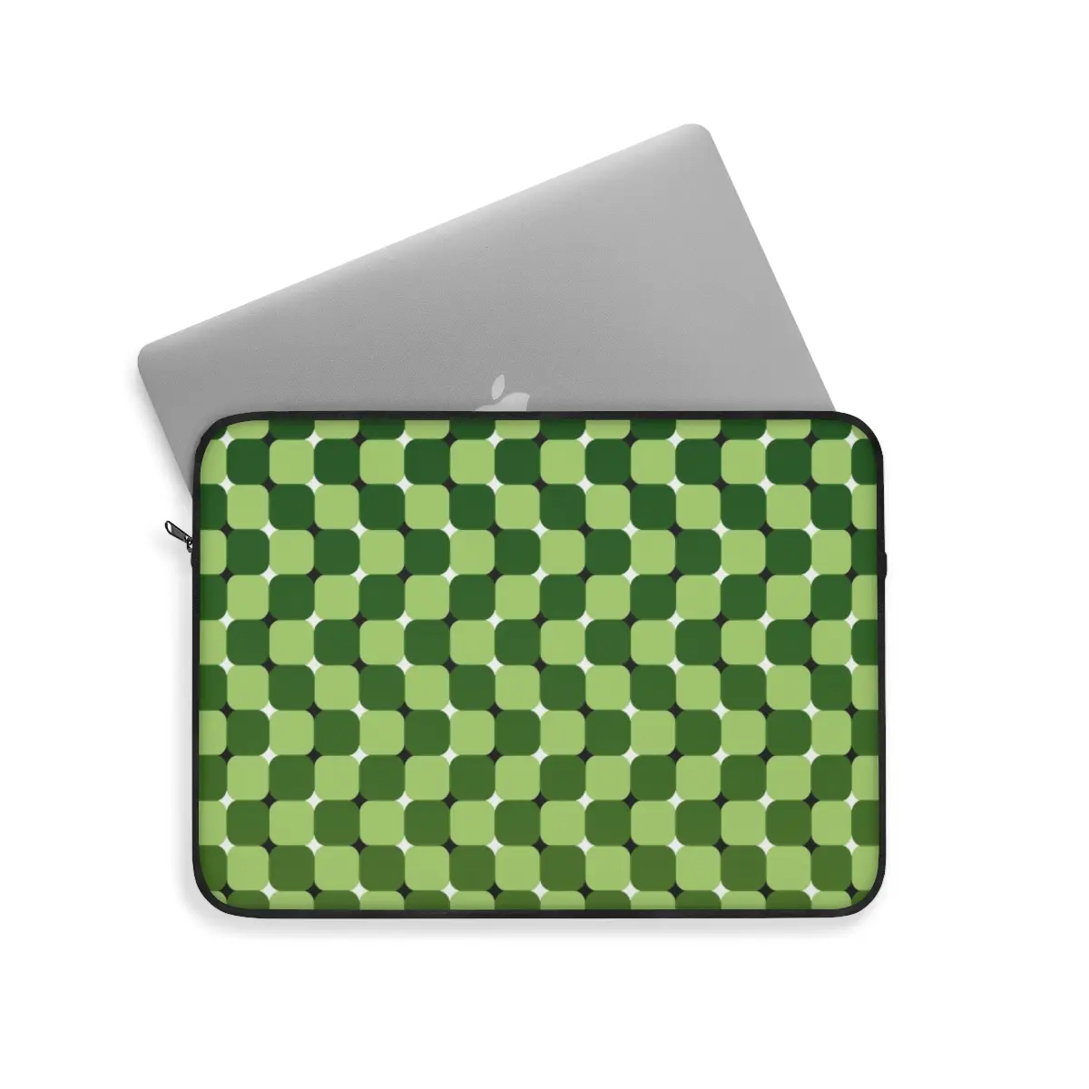 Green Checkered Artist Created Trippy Retro Vibe Illusion Pattern Laptop Sleeve