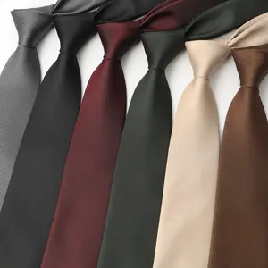 6-piece set of men's ties, polyester jacquard hand-tied tie, 8cm, high-end solid color tie, custom-made tie for men