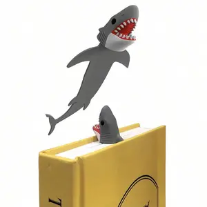 Creative Three Dimensional Cartoon Shark Design Bookmark, 1 Piece Reading Marker Label for Students, Stationery Supplies for Students School Home Office