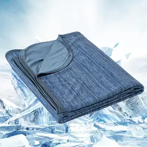 Cooling Blanket for Hot Sleepers - Soft & Lightweight Summer Cold Blanket for Night Sweats |   Perfect for Bed, Couch, Sofa (Dark Blue, Queen 90" x 90")