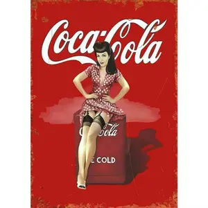 Vintage Aluminum Wall Art Plaque for Home Bar Man Cave Shed Pub Retro Decor Classic Coca Cola Pin Up Girl Advertising Sign