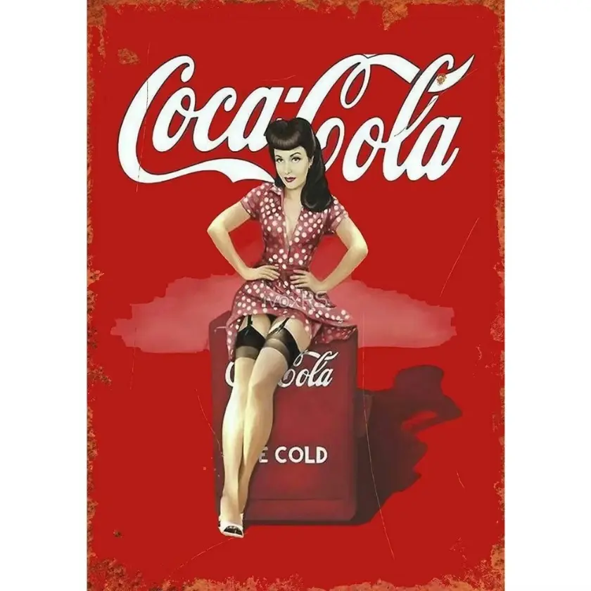 Vintage Aluminum Wall Art Plaque for Home Bar Man Cave Shed Pub Retro Decor Classic Coca Cola Pin Up Girl Advertising Sign Home Decoration Home Decor Products