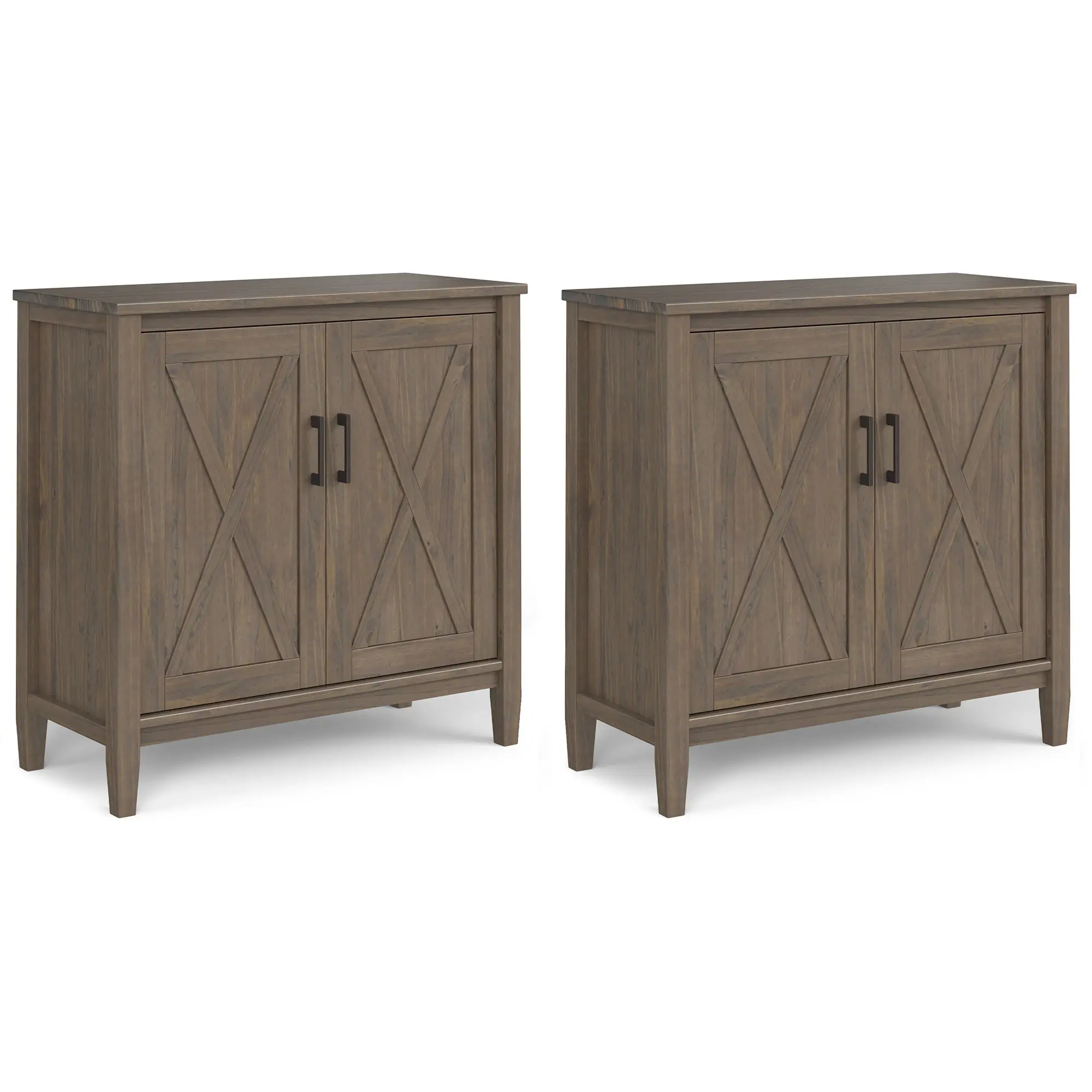 Ela 32-in Shaker Cupboard Furniture Set of 2, Adjustable Wood Storage Cabinets with 32”w x 14”d x 31”h Dimensions & Bronze Pulls