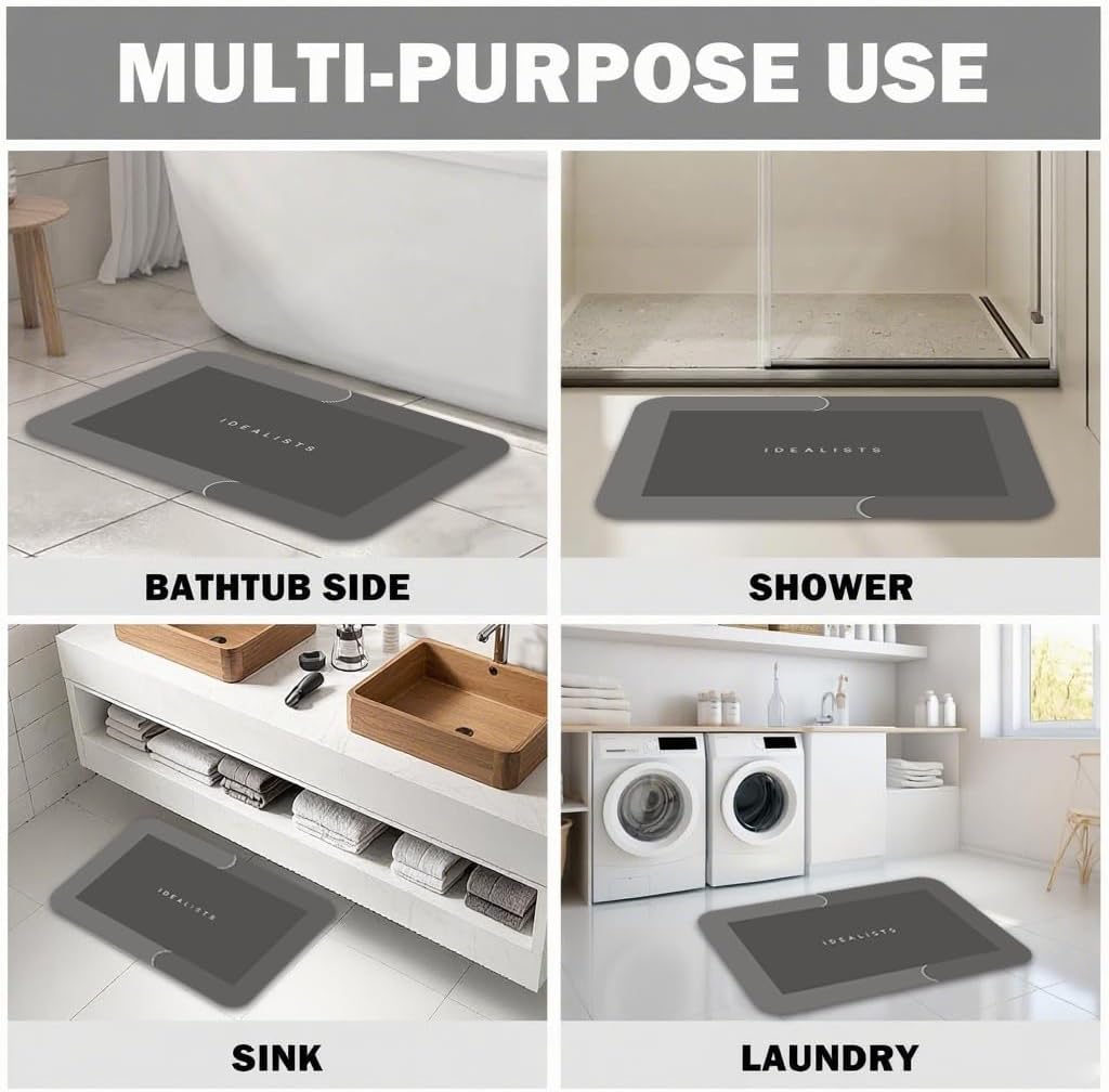 Bath Mat-Bath Mat Rug Non Slip Super Absorbent Stain Resistant Quick Dry Thin Bathroom Rug-Bath Mats for Bathroom Floor Bathtub Vanity-Bathmat Bath Rug Easy Care-17"x27" Darkgrey Bath Mat-Bath Mat Rug Non Slip Super Absorbent Stain Resistant Quick Dry Thin Bathroom Rug-Bath Mats for Bathroom Floor Bathtub Vanity-Bathmat Bath Rug Easy Care-17"x27" Darkgrey