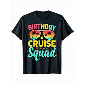 Birthday Cruise Squad Cruising Vacation Funny Crew T-Shirt Suitable for - Unisex Cruise Outfit, Soft Breathable Cotton Tee S-XXXL, Summer Gift for Parties & Nautical Events ( &)