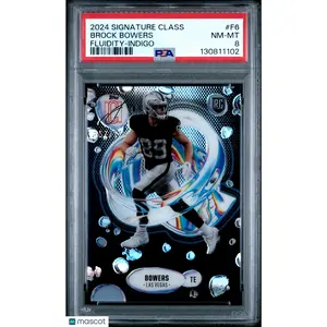 2024 Topps Signature Class Fluidity Brock Bowers Indigo Rookie 157/175 PSA 8