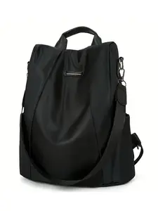 Women's Multifunctional Backpack: Casual Solid-Color Schoolbag — A Stylish, Large-Capacity Casual Bag with Detachable Shoulder Straps, Convertible for Travel or Shoulder Carry