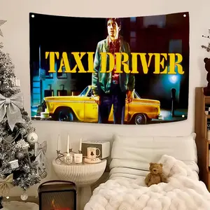 Classic American Crime Thriller Movies Taxi Driver Flags Flag - Ultra Soft Skin-Friendly Machine Washable Fade Resistant Banner | HD Print Lightweight Durable Outdoor Indoor Garden Flag