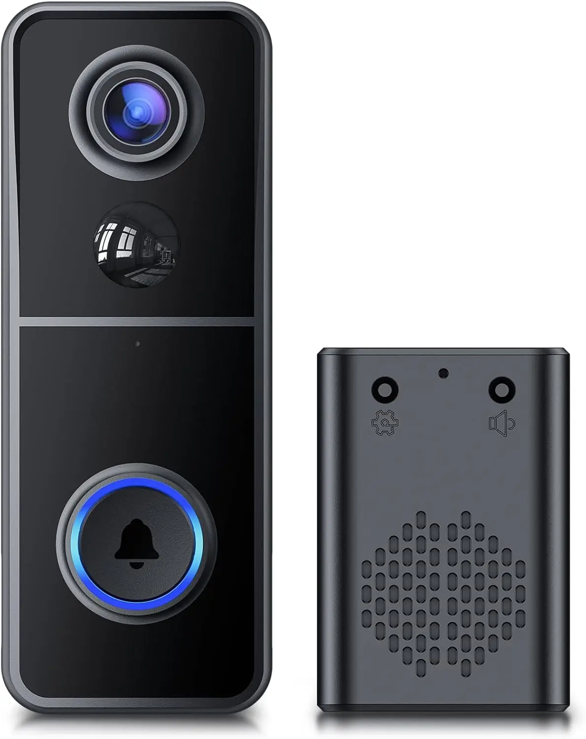 Doorbell Camera , 2K  Video Doorbell with Ring Chime,  Operated, Night Vision, 2-Way Audio, PIR Motion Detection, 2.4Ghz WiFi, IP66 , Cloud Storage, Works with Alexa