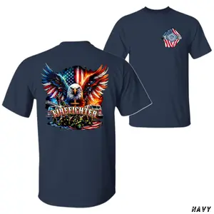 Firefighter Eagle T-Shirt – Bold American Flag Graphic Tee with  Eagle & Firefighters, Patriotic Tribute Shirt for First Responders & Heroes