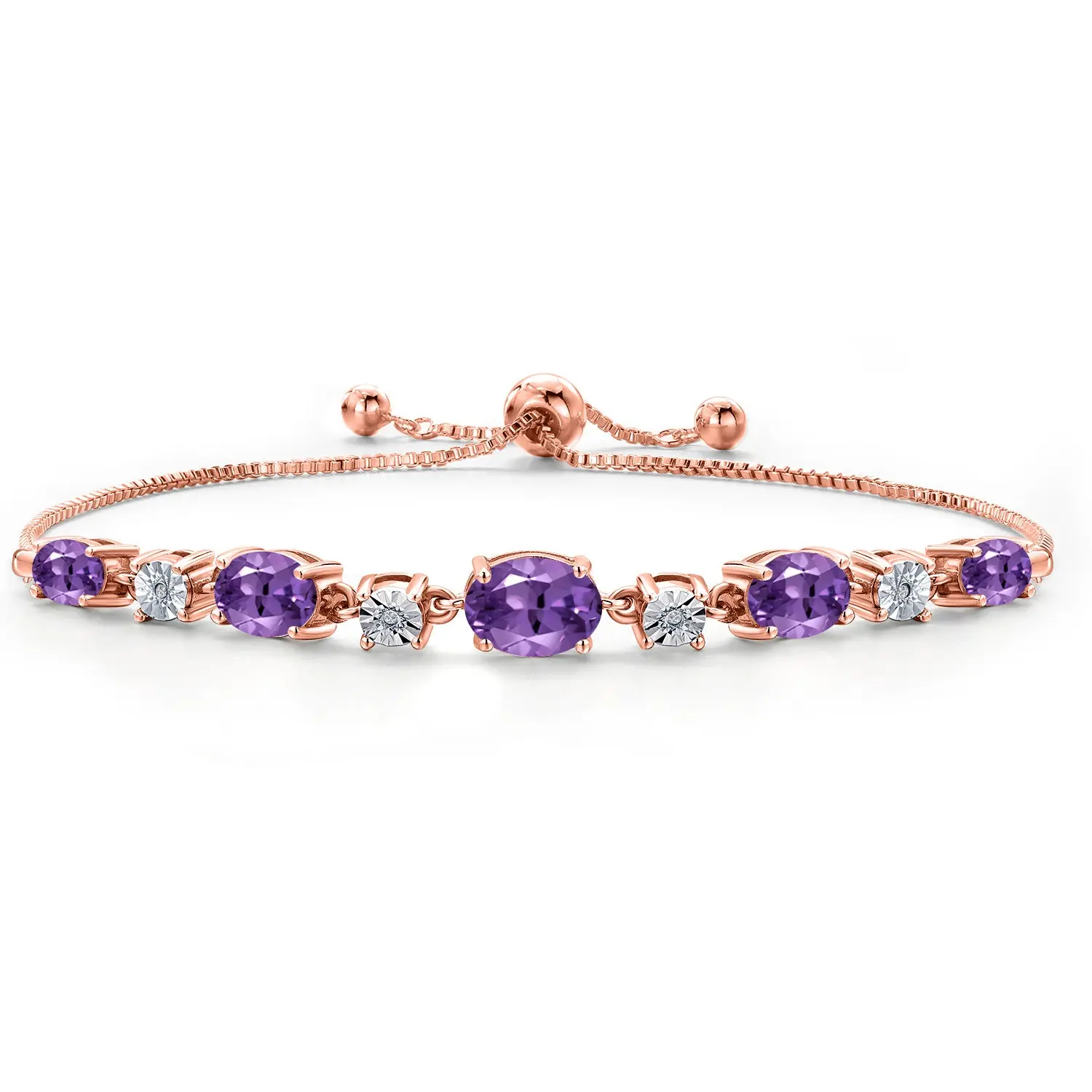 925 Sterling Silver Oval Gemstone Birthstone & Lab Grown Diamond Tennis Bracelet for Women | Up to 9 Inch | Gift for Her Mom Wife