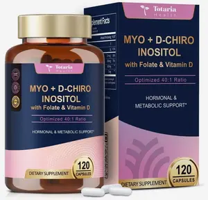 Myo-Inositol & D-Chiro Inositol Supplement Capules 3075mg, Plus Multivitamin Vitamin D3, Folate, Ideal 40:1 Ratio - Hormonal Balance for Women & Ovarian Support | Vegan, Non GMO - 120 Caps