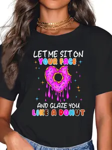 100% Cotton Funny Embarrassing Donut Dirty Shirts for Women Adult Humor T-Shirt