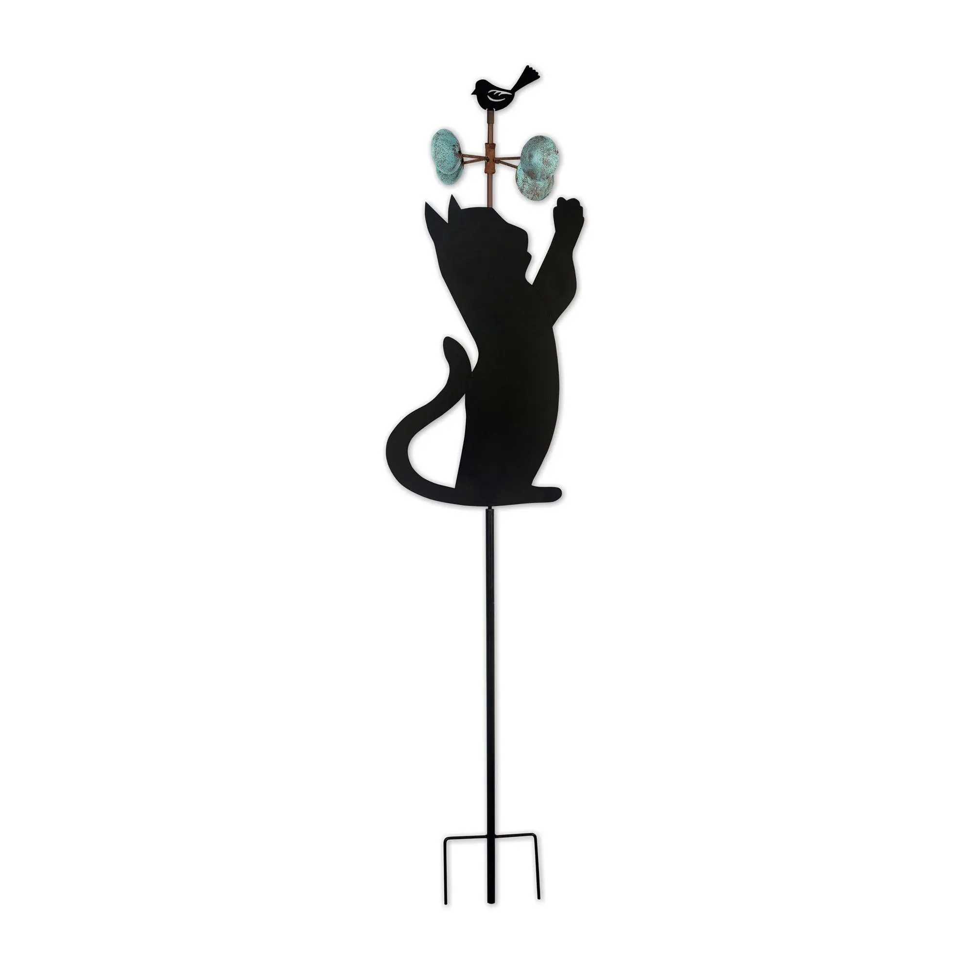 Sunset Vista Designs Black Cat Silhouette Garden Stake Spinner
