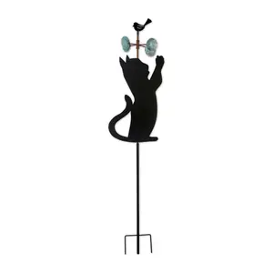 Sunset Vista Designs Black Cat Silhouette Garden Stake Spinner