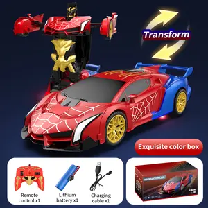 Spider RC Transforming Car, 2.4Ghz Remote Control Car to Robot with 360° Rotation LED Lights, Rechargeable RC Stunt Car Toy Gift for Kids Ages 3+