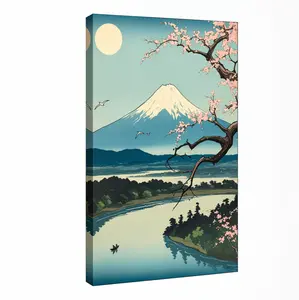 Japanese Vintage Utagawa Hiroshige Ukiyoe Poster Prints, Mount Fuji & Cherry Blossom Art, Home Decor Wall Art for Room Decoration