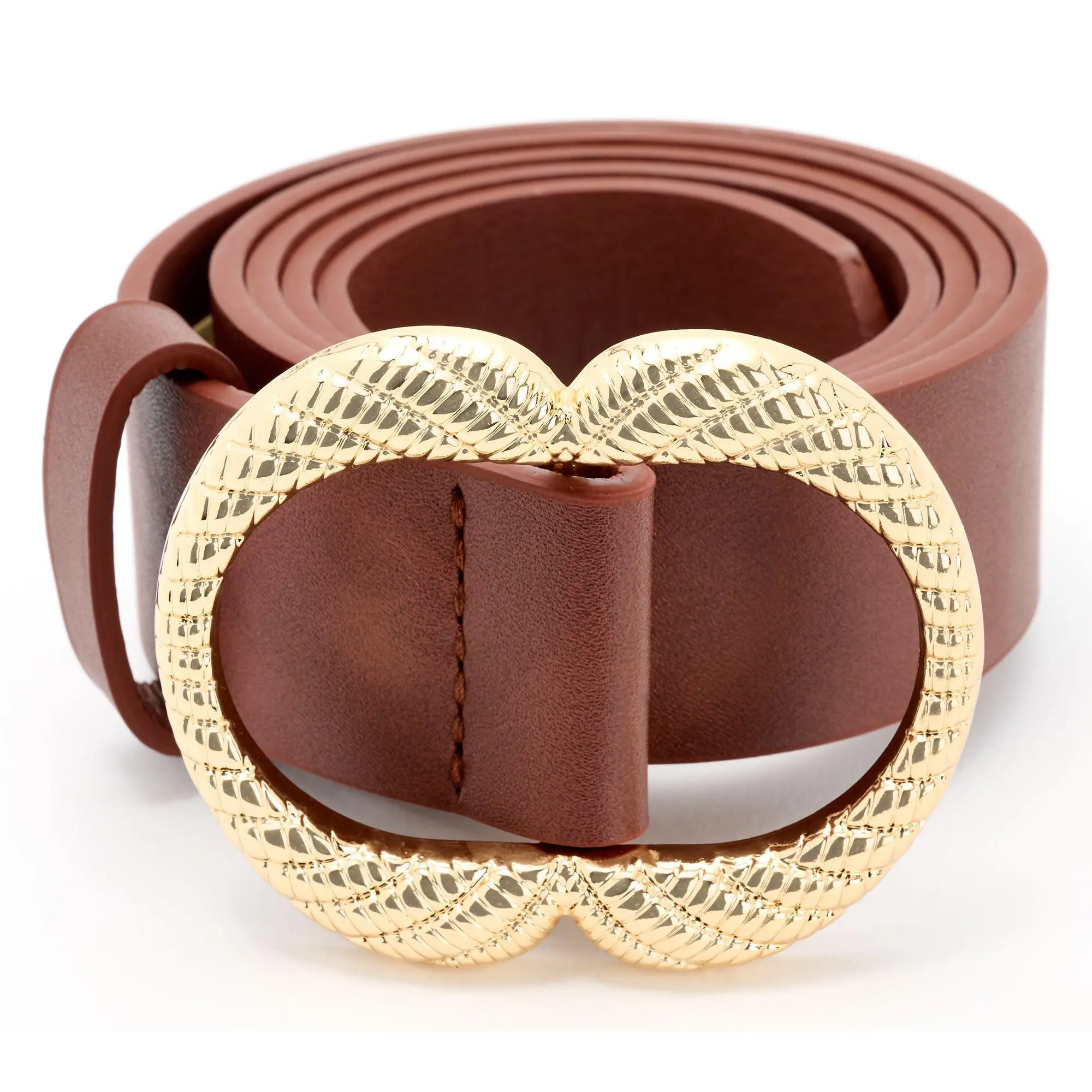Susan Graver Faux Leather Belt w/ Twisted Metal Cord Buckle