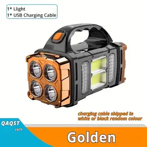 Solar Power Bank Flashlight | Rechargeable LED Work Light with COB Side Panel for Camping & Emergencies