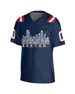 New England Custom Football Jersey Greatest Of All Time Team Legends, New England City Skyline Shirt