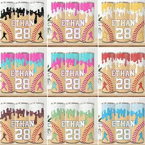 Baseball 12oz 20oz 20oz Tumbler, Ice Cream Drip Personalized 20oz Tumbler Bottle Baseball Gift For Boy,Team Youth Baseball Gift, Stainless steel vacuum flasks for outdoor, gift idea