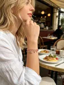 1 Piece Sweet & Cool Double Layer Heart Bracelet, Vintage Gold Stackable Style, Perfect Gift for Besties, Mother's Day, Dates, Anniversaries & Birthdays