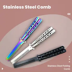 Stainless Steel Folding Hair Brush, Personalized Comb for Sports Outdoor Use, Colorful Beauty Tool, Ideal for Practice and Travel
