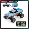 Hotfree 1/64 Mini RC Monster Truck with Trailer, 2.4GHz All‑Terrain Remote Control Car, 3‑Speed Adjustable, USB‑C Rechargeable Metal Off‑Road Stomper, Indoor‑Outdoor Racing Toy, Birthday & Christmas Gift for Kids & Boys