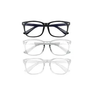 Computer Game glasses,Blue Light glasses for friends,teachers and family Thansgiving gifts ,Rectangle Clear Lens, Extra Wide Frame，Lightweight For Women Men ,Comfort Fashion Eyeglasses For Computer gaming/TV/Phones, Fashion gifts