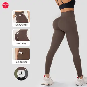 S&W Perfect Leggings Leg Seamless Impact Scrunch Leggings High Waisted Yoga Leggings Tummy Control Pocket Leggings Butt Lifting Shaping Sports Training Yoga Pants