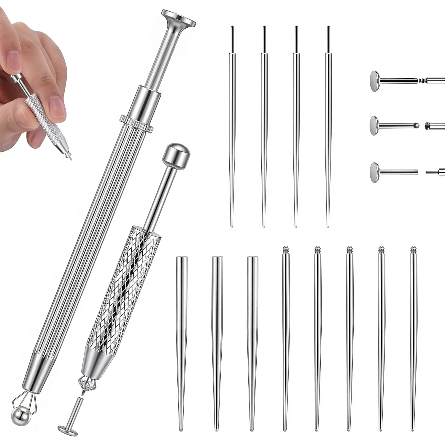 Changer Kit with Bead Gripper -  Easy Grip Taper for Nose Rings, Ear & Lip Studs