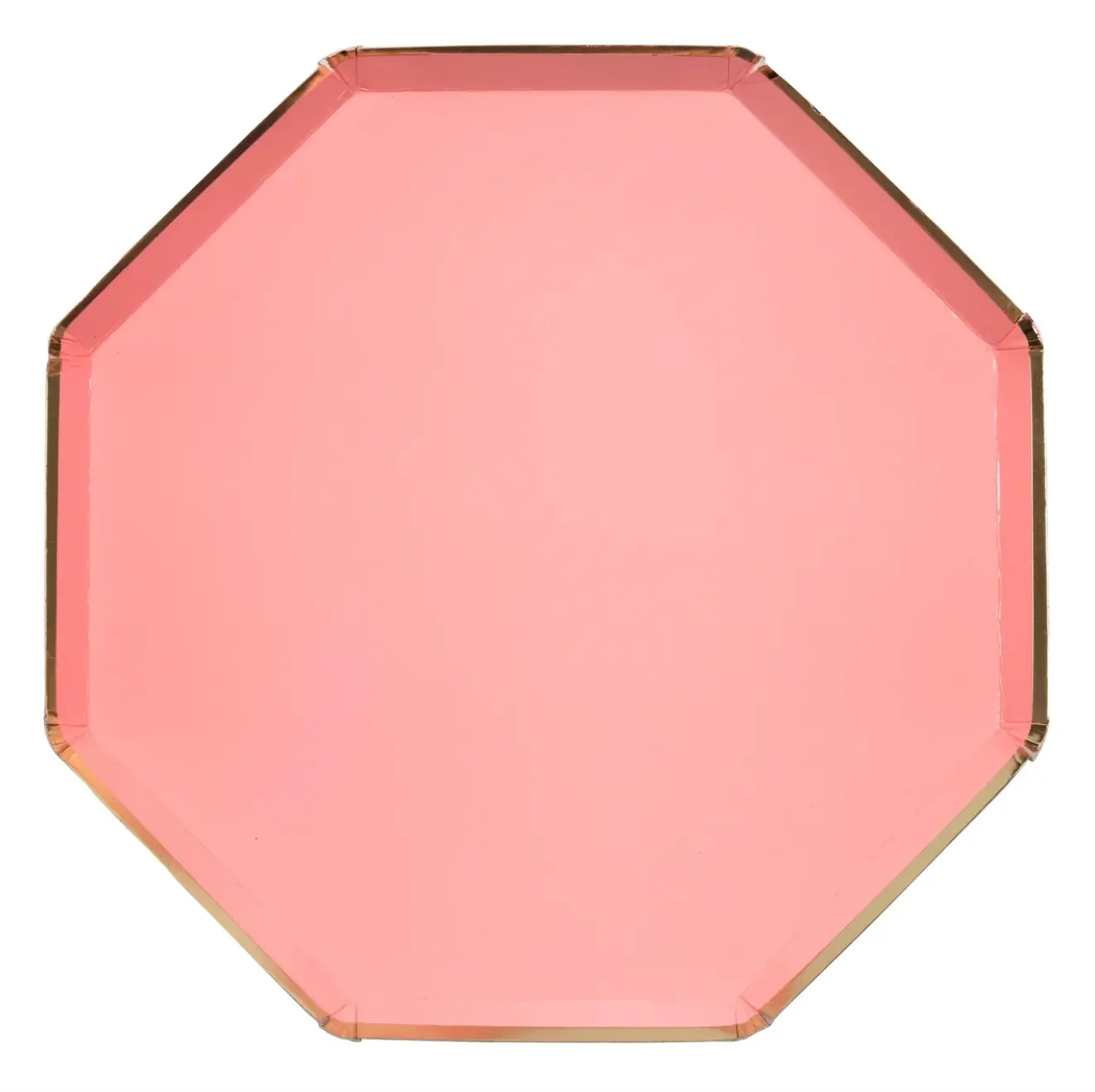 Neon Coral & Gold Simply Solids Dinner Plate - Elegant Paper Plates (8)
