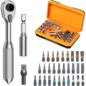 Ratchet  Set, 42 in 1 Torque  Socket Set, DIY Torque Wrench with Flexible Shaft Extension Rod, Portable Repair Tool Kit for Home, Bike, Motorcycle Repairs 90 degree screwdriver adjustable Swing Brake Caliper Press multi big