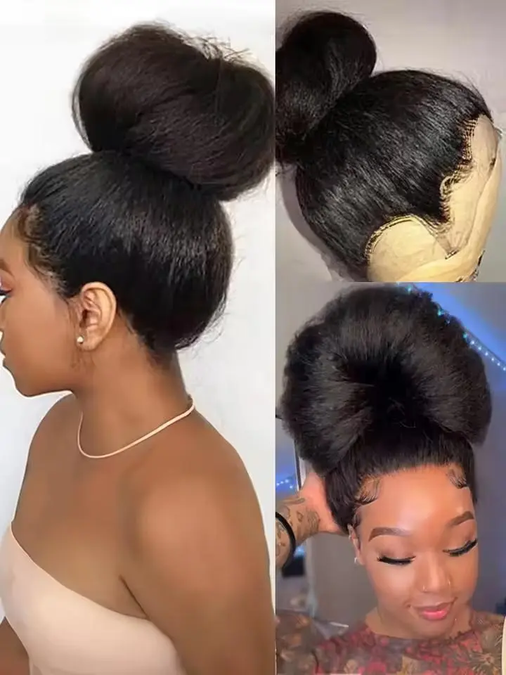 Bling Hair Kinky Straight Pre Cut 360 Full Lace Wigs Human Hair Glueless Wig Pre Plucked 13x6 HD Lace Frontal Wigs Yaki For Women 180% Density #DealsForYouDays