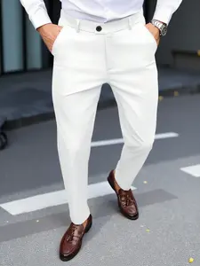 Men's Solid Color Suit Pants, Ideal for Commuting, Casual, Business Travel, New Year Festivals, Perfect Gift for Boyfriend