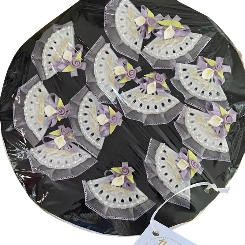 Small Abanicos with Floral Design Recuerdo de Quinceañera Purple Decorative Fans for Special Occasions