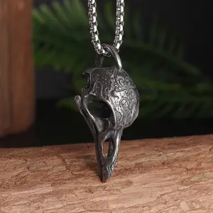 New Pap Jewellery Nordic Viking Stainless Steel Carved Crow Necklace