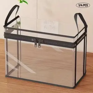 Large Transparent Thick Plastic Storage Box with Hinged Lid, Durable High-Capacity Organizer for Home, Camping, Travel, Attic, Moving