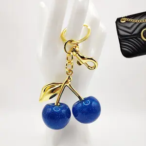 【Receive a free crossbody bag】SweetCharm Cherry Keychain for Women & Girls Bag Accessory Key Ring Glossy Resin Charm Durable Cute Design