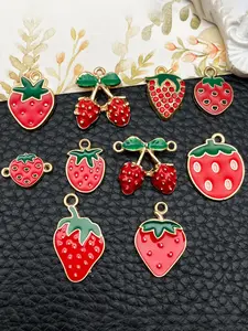 10pcs Enamel Strawberry Charms, Strawberry Pendant, Fashion Pendants, Metal Cute Strawberry Charms, Fruit Charms for DIY Bracelets, Earrings, Necklaces, Stylish Playful Charm, Bangle Charms