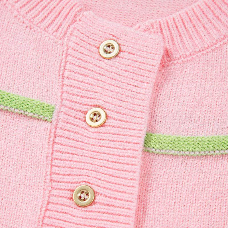 Pink Rainbow Stripes Drop Shoulder Baggy Henley Sweater