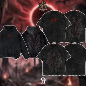 [Shibuya] Berserk Pump Cover T-Shirt – Vintage Washed Oversized Gym Streetwear Tee, Heavy Cotton Fitness Top, Dark Aesthetic Unisex Apparel, Soft Loose Fit for Workout & Training